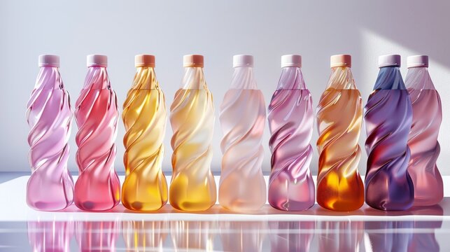 stylish electrolyte drink bottles with a sleek, modern design, arranged elegantly, represent a trendy hydration concept