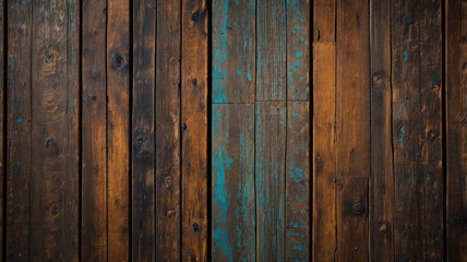 Naklejka premium Fond de planche de bois marron foncé, papier peint. Vieux fond en bois texturé foncé grunge, la surface de la vieille texture de bois brun, vue de dessus lambris en bois de pin brun.