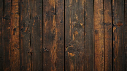 Fototapeta premium Fond de planche de bois marron foncé, papier peint. Vieux fond en bois texturé foncé grunge, la surface de la vieille texture de bois brun, vue de dessus lambris en bois de pin brun.
