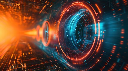 Obraz premium Abstract circular tunnel graphic computer technology background