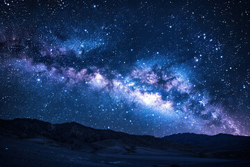 Starry Night Sky with Milky Way and Stars, Long Exposure Photo - Professional Quality, High Resolution Stock Image