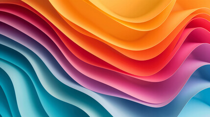 A colorful, multi-colored wave of paper. The colors are bright and vibrant, creating a sense of energy and excitement. The wave appears to be made up of many different shades of blue, green, yellow