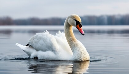 Fototapeta premium Majestic Mute Swan with Elegant Feathers 