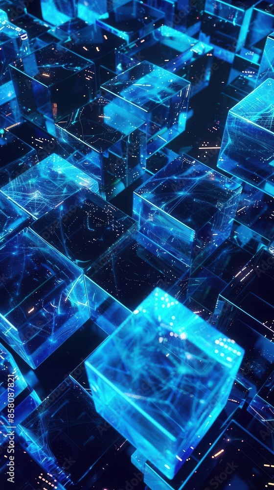 Poster secure and transparent. blockchain technology concept