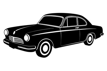 Obraz premium Silhouette vintage car vector, old car vector graphic.