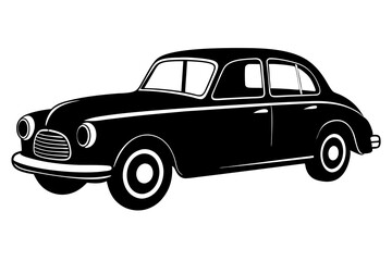 Silhouette vintage car vector, old car vector graphic.