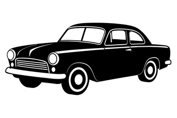 Obraz premium Silhouette vintage car vector, old car vector graphic.
