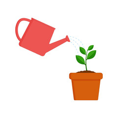 Vector illustration of watering plant concept on transparent background © NAVIN