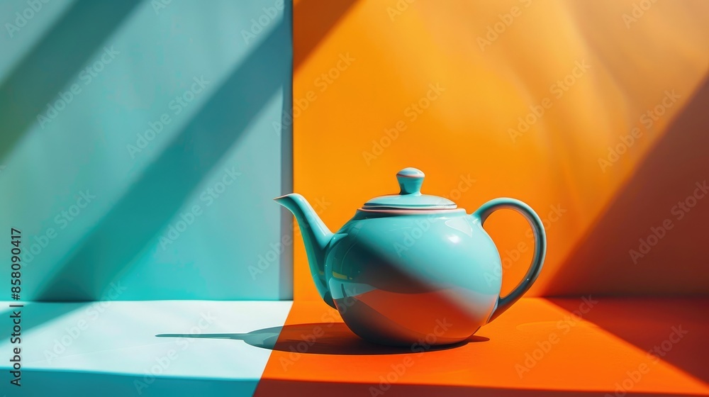 Poster teapot on background of color table