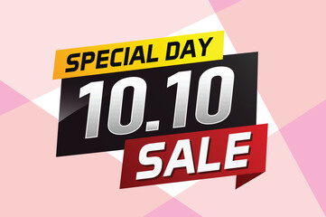 10.10 Special day sale word concept vector illustration with ribbon and 3d style for use landing page, template, ui, web, mobile app, poster, banner, flyer, background, gift card, coupon

