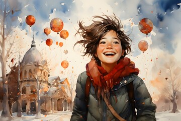 Beautiful woman confidently traveling alone can convey the message of independence and self-confidence in travel advertisements Promoting solo travel or a campaign to promote women's empowerment