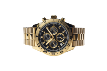 Luxury Gold Watch with Diamond Accents Isolated on Transparent Background