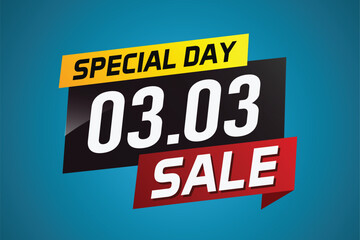 Fototapeta premium 3.3 Special day sale word concept vector illustration with ribbon and 3d style for use landing page, template, ui, web, mobile app, poster, banner, flyer, background, gift card, coupon