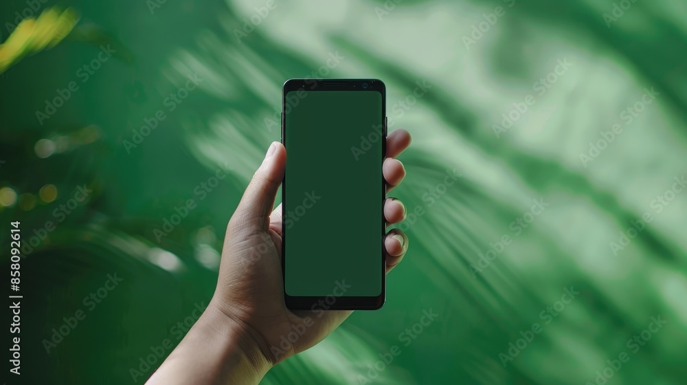 Aufkleber css smart phone held in front of green backdrop