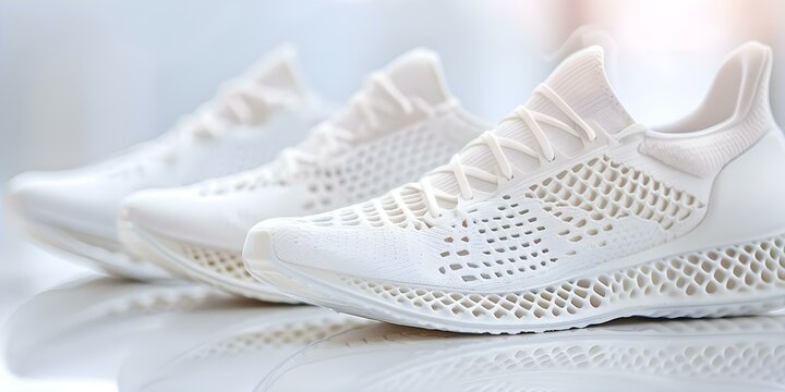 Customizable 3D printed sneakers made from thermoplastic elastomer revolutionize footwear industry. Concept 3D Printing, Footwear Industry, Customizable Design, Thermoplastic Elastomer
