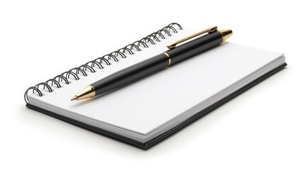 Pen on spiral notepad isolated