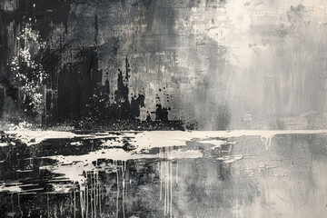 Obraz premium A painting of a city skyline with a large splash of paint on the bottom