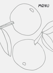 Summer Menu design template with place for your text. Hand-lettered title. Hand drawn border decoration with multicolored apples. Light blue background