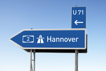 Autobahnwegweiser, A2 Hannover, Umleitung U71