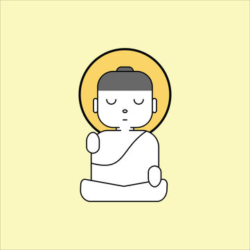 recommend clip art: flat monk line art vector illustration. Eps 10.