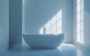 Modern Freestanding Bathtub in a Light-Filled Bathroom
