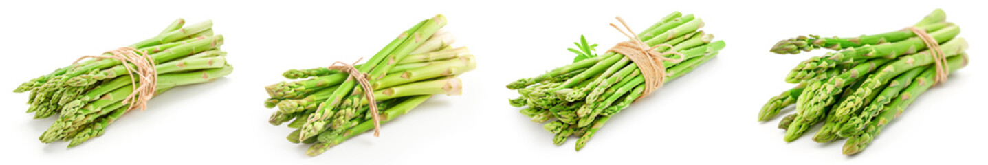 Fresh green asparagus isolated on white background