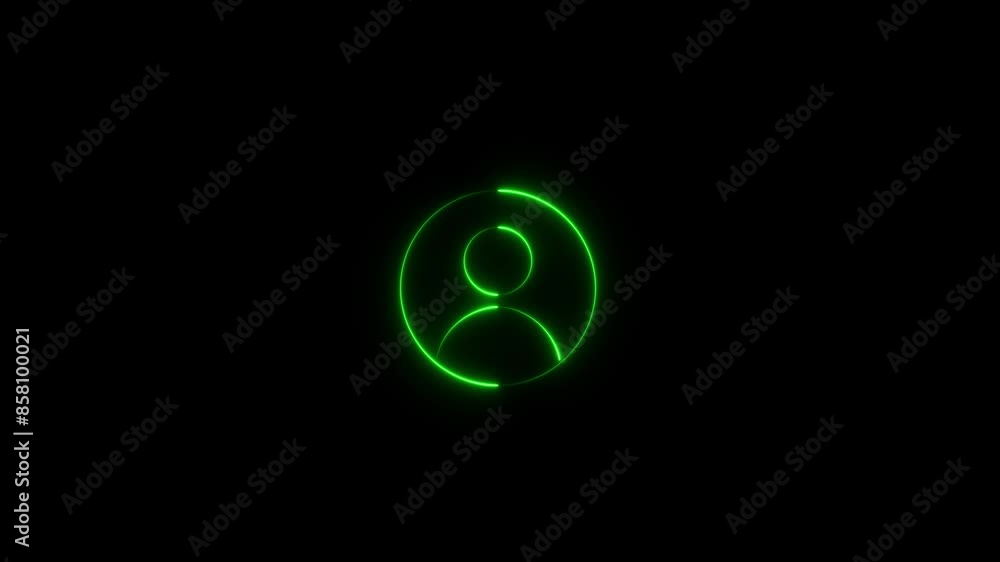 Poster neon glowing user icon animation. neon profile icon. avatar user profile icons. neon user silhouette
