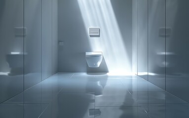 Modern Bathroom With Wall-Mounted Toilet and Sunlight Streaming In