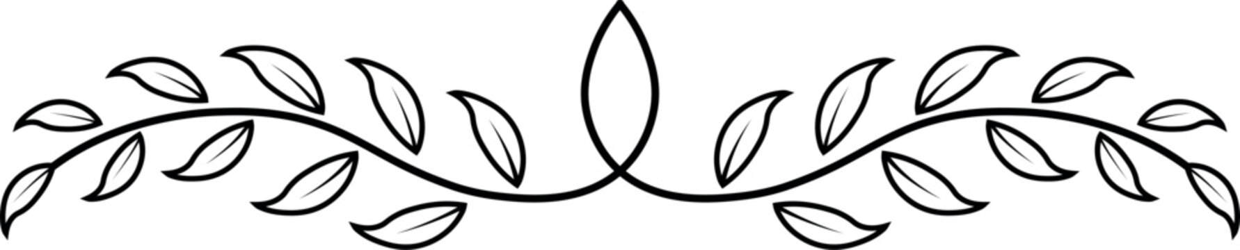 Hand drawn text divider isolated on white background. Floral text divider. Vintage.