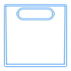 blue square frame and topic light neon