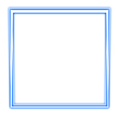 blue square frame and light neon