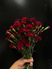 bouquet of red mini carnations