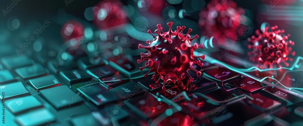 Poster cyber security. antivirus software protects computers from malware and cyber threats concept