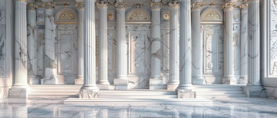 Roman background with intricate Greek columns, luxurious marble texture, classical design