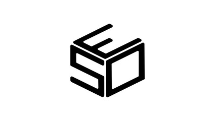 SEO lettering, black isolated silhouette