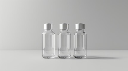 Mockup of empty vials for cleaning apartments and offices on a plain background