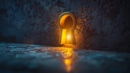 Golden Keyhole in a Dark Wall