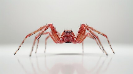 Cardinal spider against white backdrop