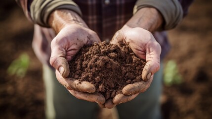 Rich soil held by farmer's hands.