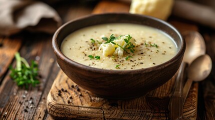 Creamy Cauliflower Soup with Fresh Parsley and Black Pepper