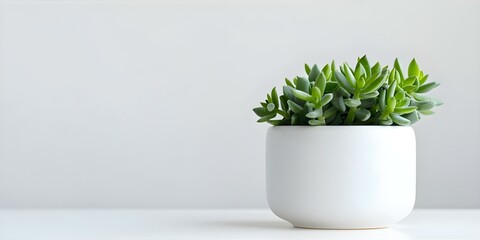 Fototapeta premium Potted Senecio Rowleyi House Plant on a White Background. Concept House Plants, Senecio Rowleyi, Potted Plants, White Background, Indoor Decor