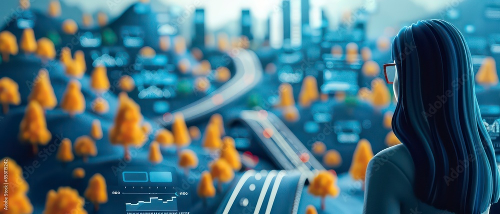 Poster innovative businesses leverage data and ai technologies to drive growth. digital networks connect pe
