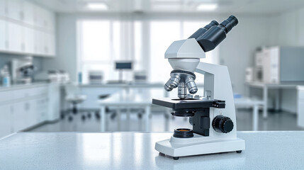 modern microscope on a table in a biological chemical laboratory