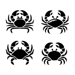 crab silhouette set in logo design,  Sea creature crab silhouette
