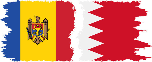 Bahrain and Moldova grunge flags connection vector
