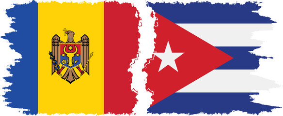 Cuba and Moldova grunge flags connection vector