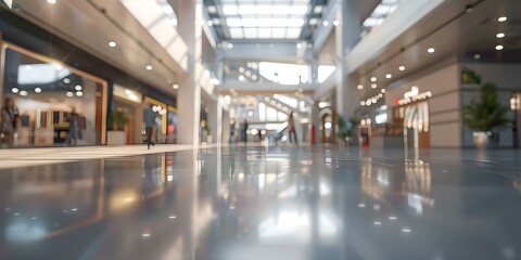 Obraz premium Lifelike rollup banner mockup in a modern shopping mall setting. Concept Rollup Banner Mockup, Shopping Mall, Lifelike Design, Modern Setting
