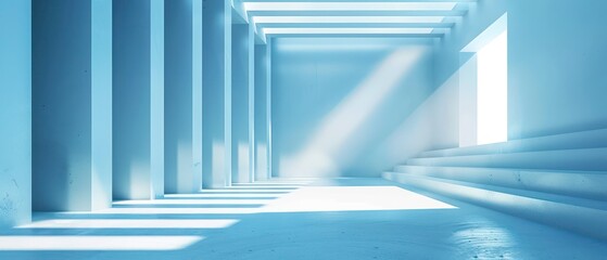 Obraz premium This light blue background showcases a geometric theme with diamond shapes and smooth textures. The triangular forms add depth and elegance to the minimalist design.