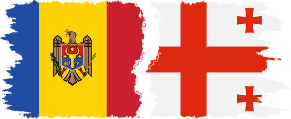 Georgia and Moldova grunge flags connection vector