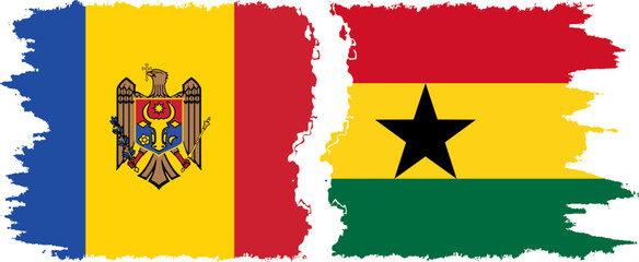 Ghana and Moldova grunge flags connection vector